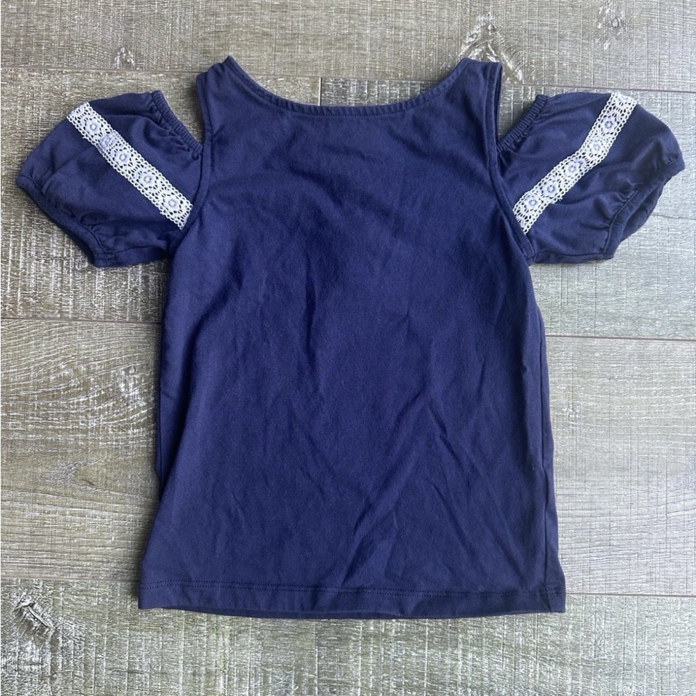 Janie And Jack Girls Navy Blue Shirt Size 6 - off the shoulder